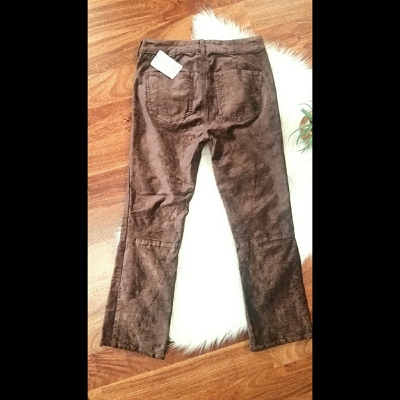 Free People taupe velvet cropped pants - Picture 6 of 8